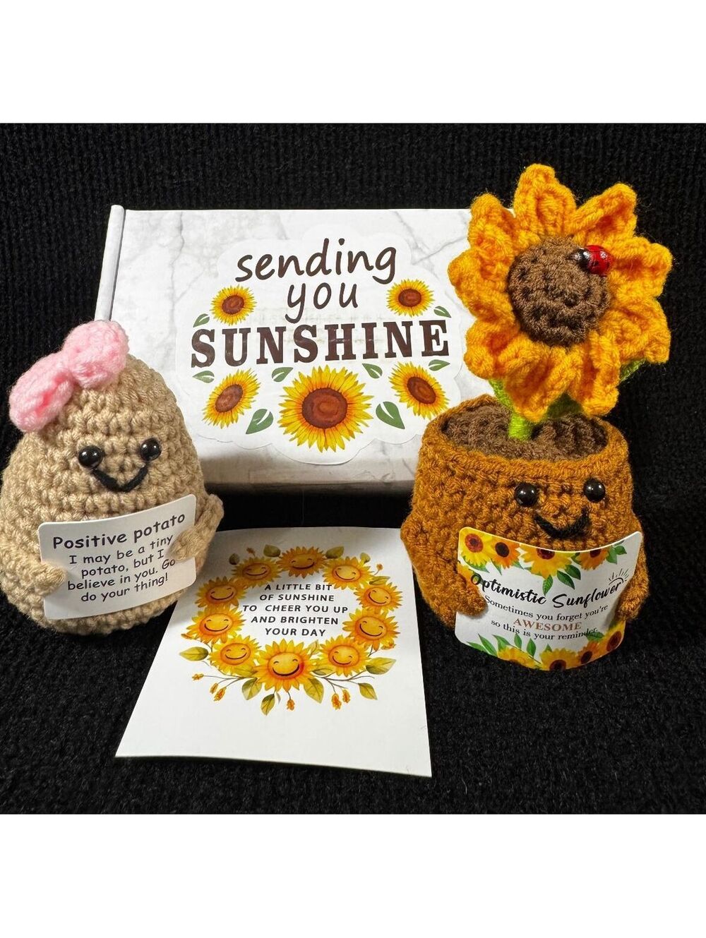 Sunshine Encouragement Gift Box Positive Potato Crochet Dolls Sunflower Gift